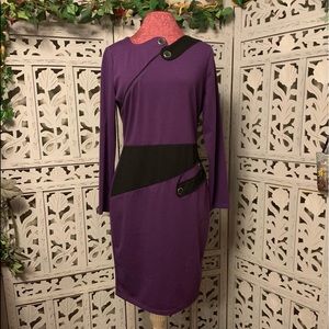 PRETTY PURPLE & BLACK LONG SLEEVE DRESS